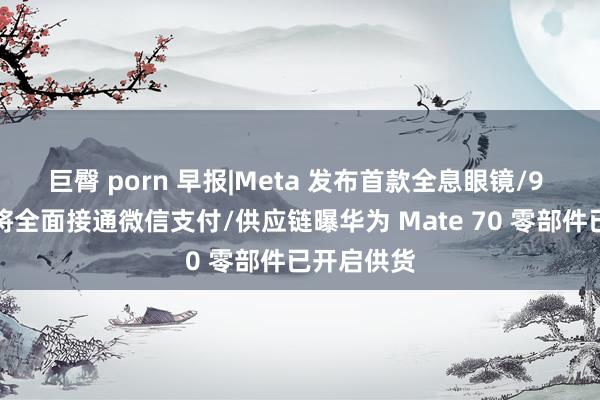 巨臀 porn 早报|Meta 发布首款全息眼镜/9 月底淘宝将全面接通微信支付/供应链曝华为 Mate 70 零部件已开启供货