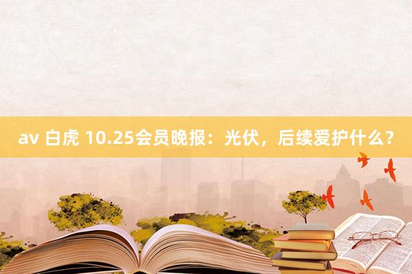 av 白虎 10.25会员晚报：光伏，后续爱护什么？