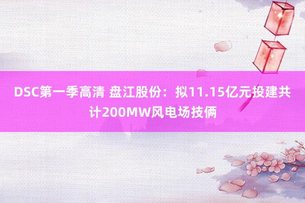 DSC第一季高清 盘江股份：拟11.15亿元投建共计200MW风电场技俩