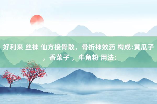 好利来 丝袜 仙方接骨散，骨折神效药 构成:黄瓜子 ，香菜子 ，牛角粉 用法: