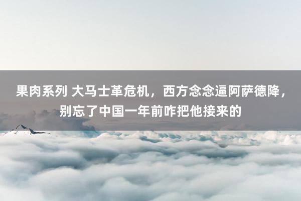 果肉系列 大马士革危机，西方念念逼阿萨德降，别忘了中国一年前咋把他接来的