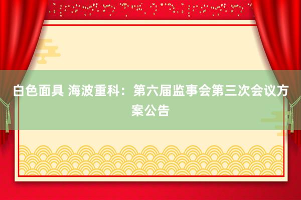 白色面具 海波重科：第六届监事会第三次会议方案公告