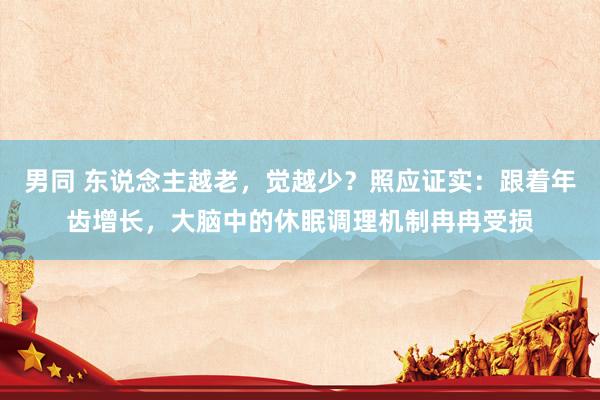 男同 东说念主越老，觉越少？照应证实：跟着年齿增长，大脑中的休眠调理机制冉冉受损