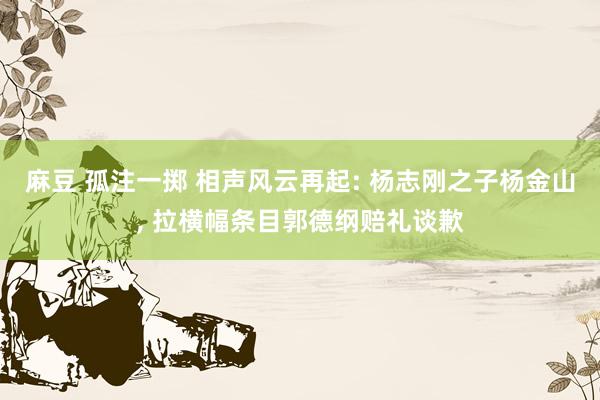 麻豆 孤注一掷 相声风云再起: 杨志刚之子杨金山， 拉横幅条目郭德纲赔礼谈歉