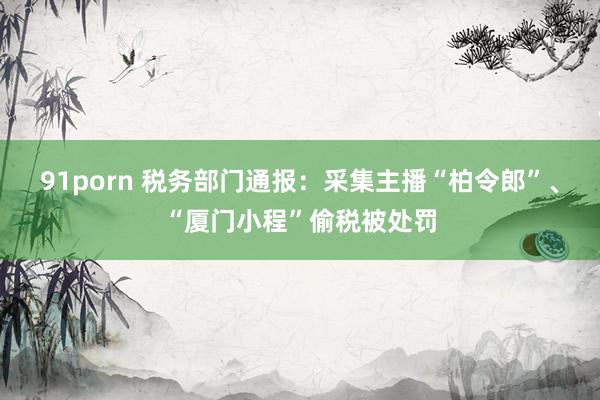 91porn 税务部门通报：采集主播“柏令郎”、“厦门小程”偷税被处罚