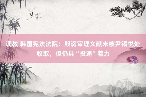 调教 韩国宪法法院：毁谤审理文献未被尹锡悦处收取，但仍具“投递”着力