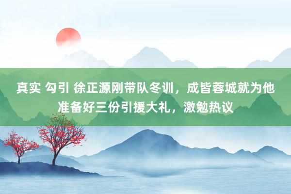 真实 勾引 徐正源刚带队冬训，成皆蓉城就为他准备好三份引援大礼，激勉热议