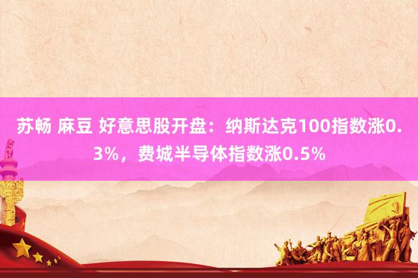苏畅 麻豆 好意思股开盘：纳斯达克100指数涨0.3%，费城半导体指数涨0.5%