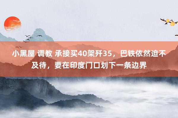 小黑屋 调教 承接买40架歼35，巴铁依然迫不及待，要在印度门口划下一条边界