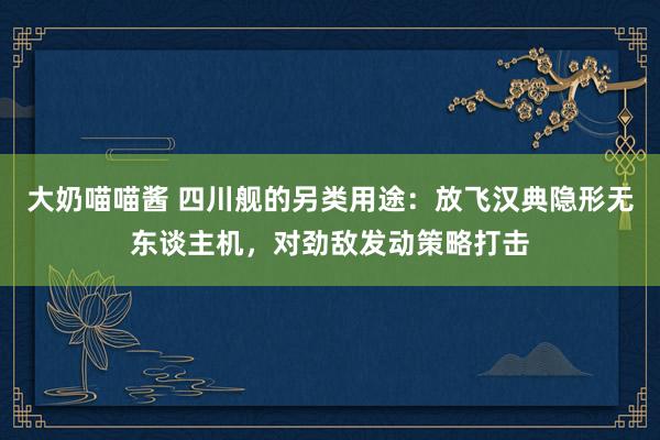 大奶喵喵酱 四川舰的另类用途：放飞汉典隐形无东谈主机，对劲敌发动策略打击
