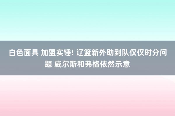 白色面具 加盟实锤! 辽篮新外助到队仅仅时分问题 威尔斯和弗格依然示意