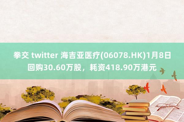 拳交 twitter 海吉亚医疗(06078.HK)1月8日回购30.60万股，耗资418.90万港元