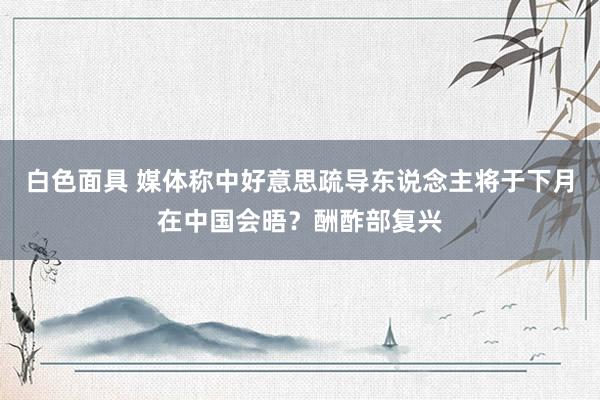 白色面具 媒体称中好意思疏导东说念主将于下月在中国会晤？酬酢部复兴
