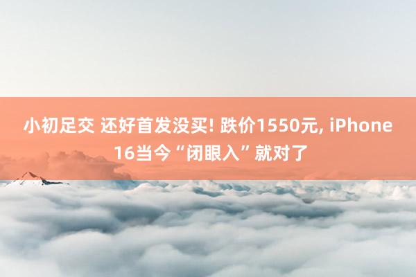 小初足交 还好首发没买! 跌价1550元， iPhone 16当今“闭眼入”就对了