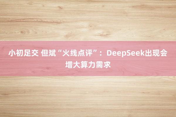 小初足交 但斌“火线点评”：DeepSeek出现会增大算力需求