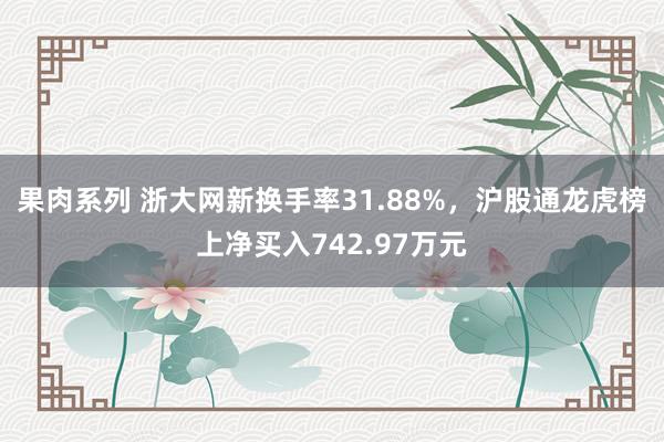 果肉系列 浙大网新换手率31.88%，沪股通龙虎榜上净买入742.97万元