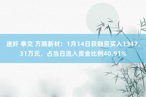 迷奸 拳交 万顺新材：1月14日获融资买入1347.31万元，占当日流入资金比例40.91%