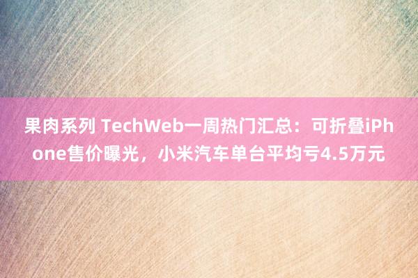 果肉系列 TechWeb一周热门汇总：可折叠iPhone售价曝光，小米汽车单台平均亏4.5万元