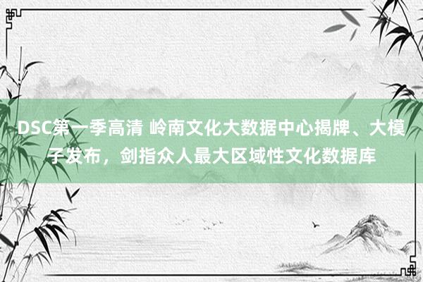 DSC第一季高清 岭南文化大数据中心揭牌、大模子发布，剑指众人最大区域性文化数据库