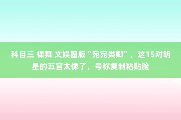 科目三 裸舞 文娱圈版“宛宛类卿”，这15对明星的五官太像了，号称复制粘贴脸