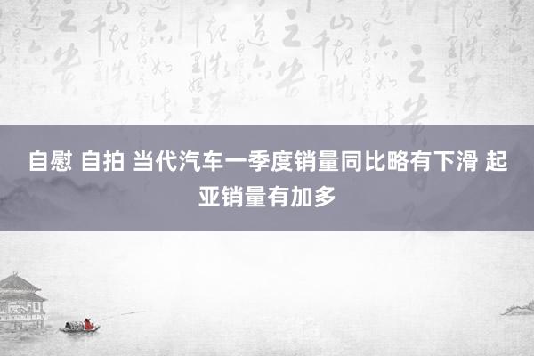 自慰 自拍 当代汽车一季度销量同比略有下滑 起亚销量有加多