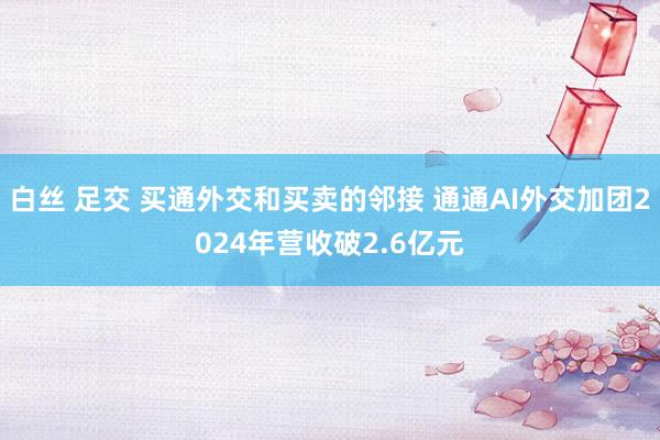 白丝 足交 买通外交和买卖的邻接 通通AI外交加团2024年营收破2.6亿元
