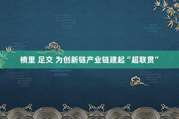 楠里 足交 为创新链产业链建起“超联贯”