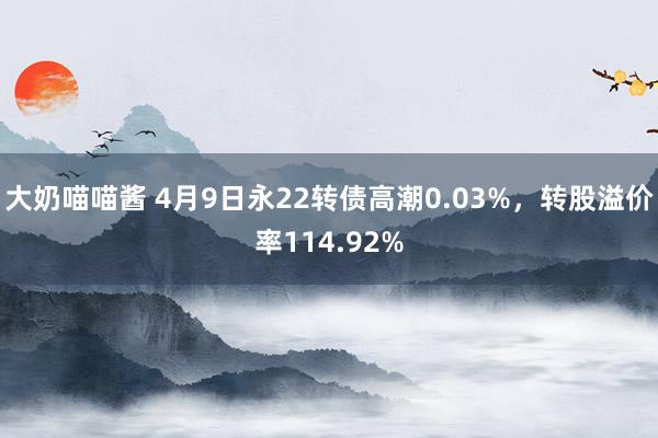 大奶喵喵酱 4月9日永22转债高潮0.03%，转股溢价率114.92%