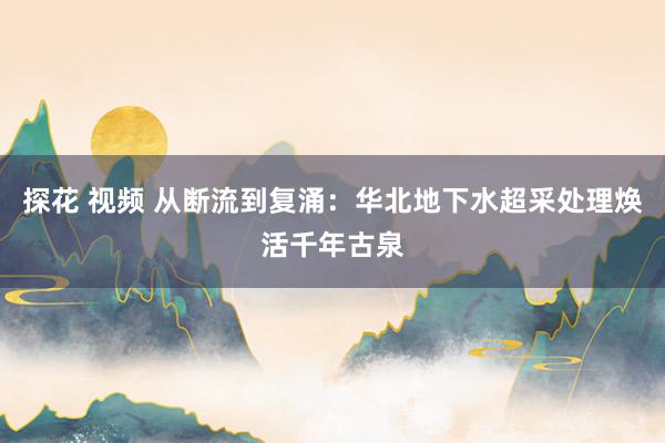 探花 视频 从断流到复涌：华北地下水超采处理焕活千年古泉