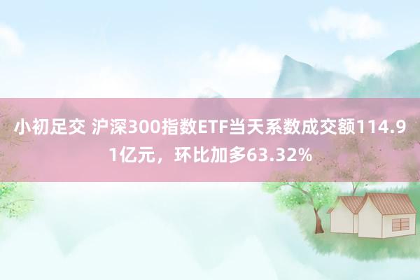 小初足交 沪深300指数ETF当天系数成交额114.91亿元，环比加多63.32%