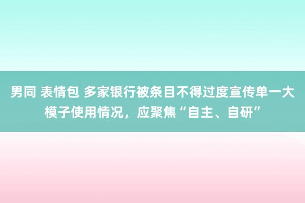 男同 表情包 多家银行被条目不得过度宣传单一大模子使用情况，应聚焦“自主、自研”