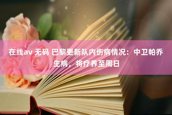 在线av 无码 巴黎更新队内伤病情况：中卫帕乔生病，将疗养至周日