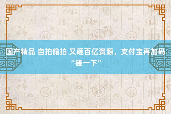 国产精品 自拍偷拍 又砸百亿资源，支付宝再加码“碰一下”