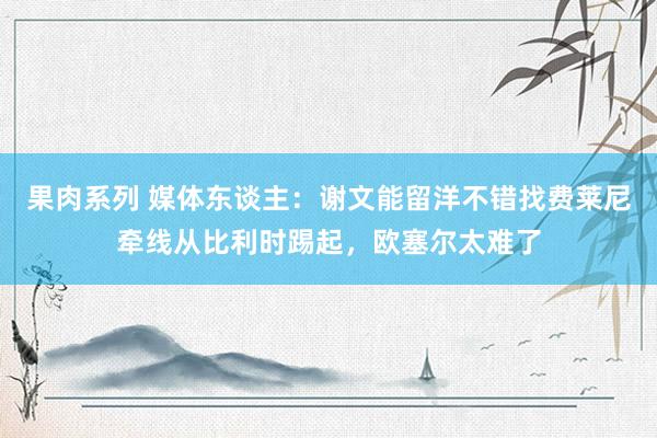 果肉系列 媒体东谈主：谢文能留洋不错找费莱尼牵线从比利时踢起，欧塞尔太难了